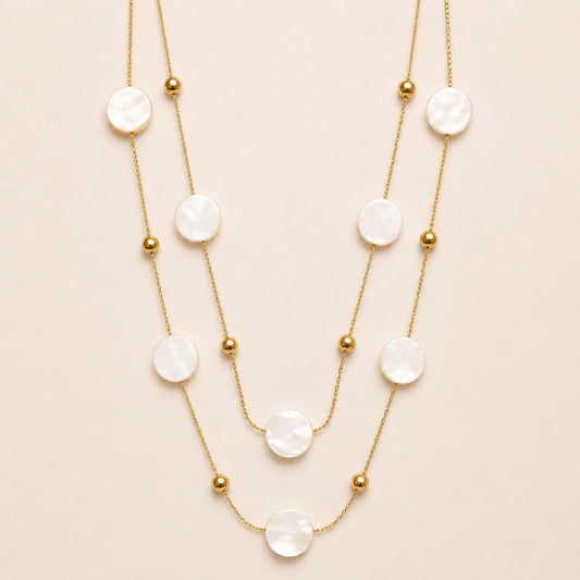 Lunar Pearl Double-Layered -18K Gold Plated
