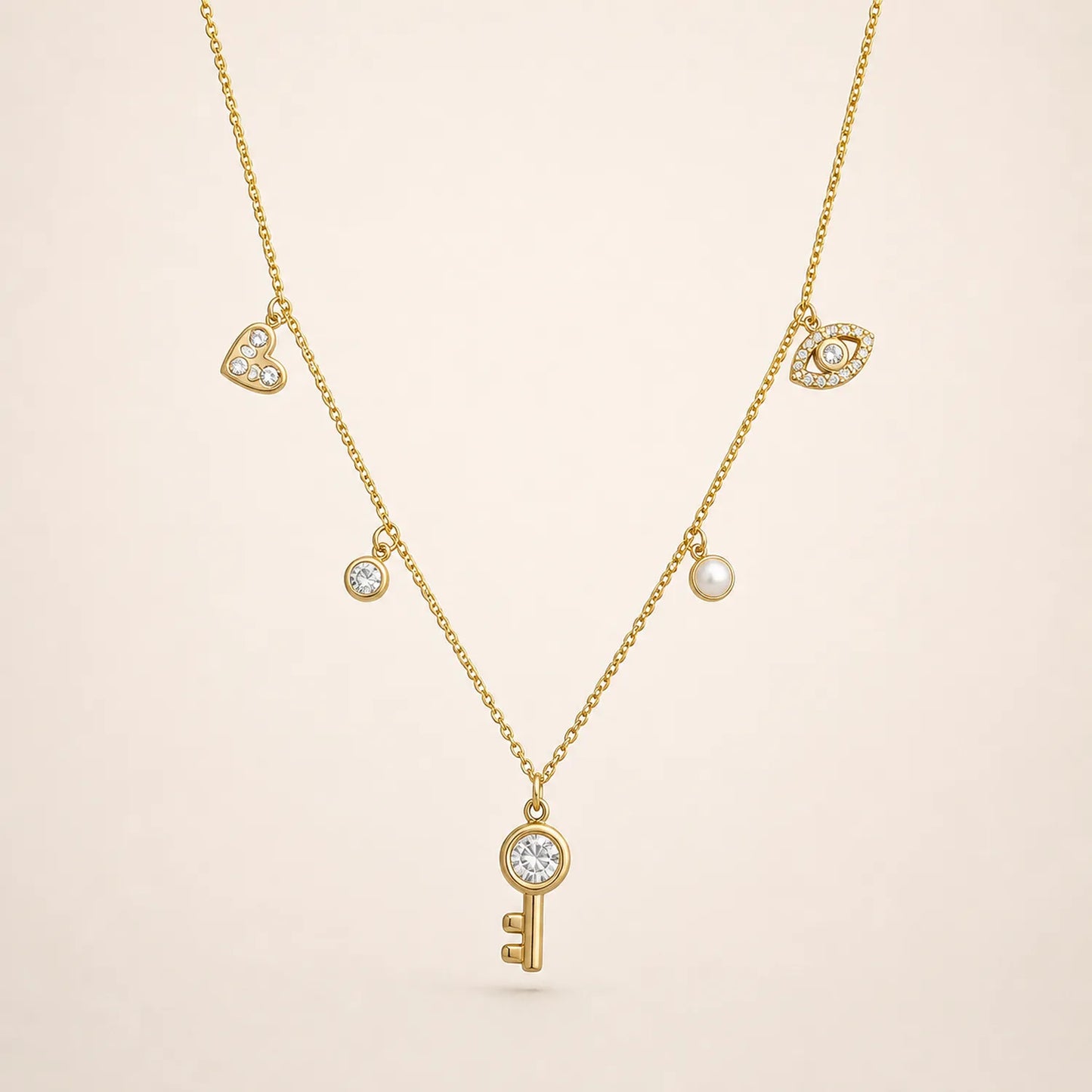 Celestial Amulet Charmed Necklace -18K Gold Plated