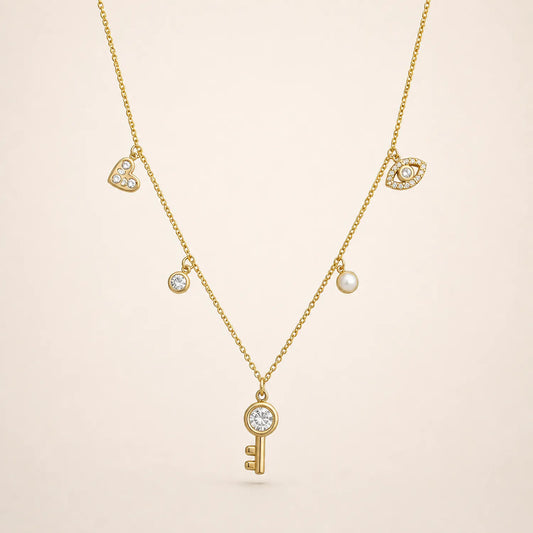 Celestial Amulet Charmed Necklace -18K Gold Plated