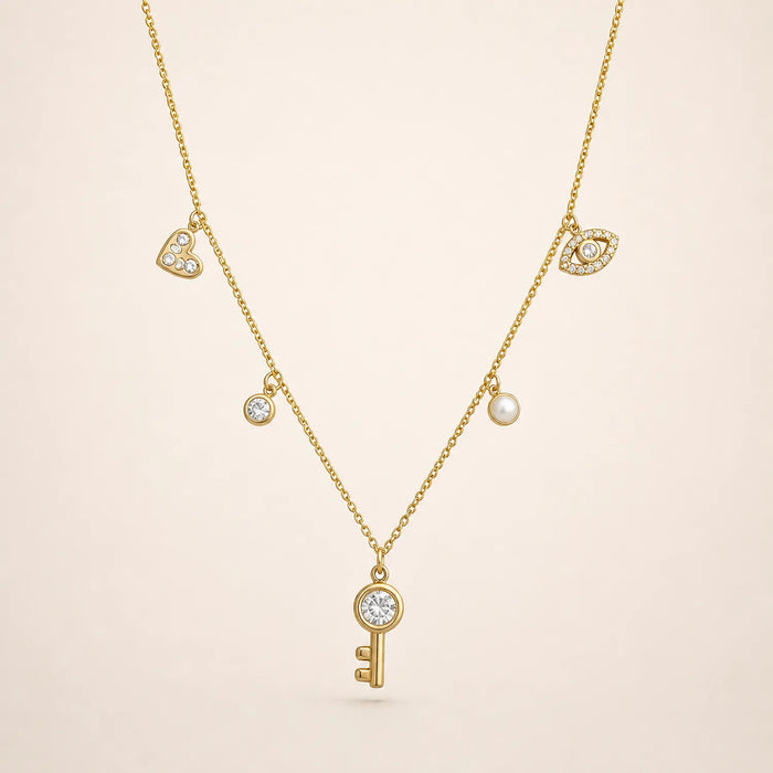 Celestial Amulet Charmed Necklace -18K Gold Plated