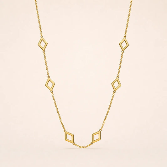 Rhombus Link Chain -18K Gold Plated