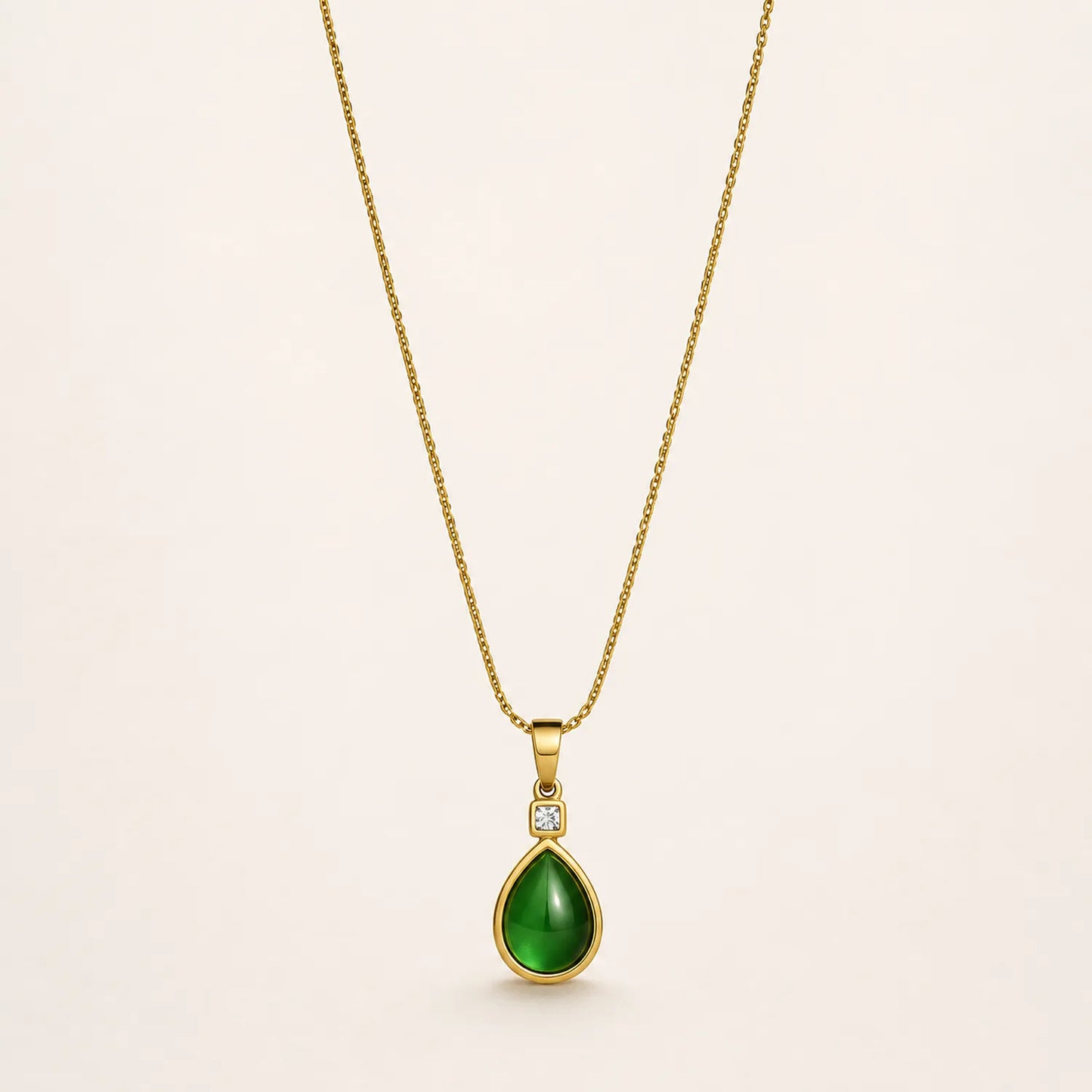 Emerald Dewdrop Pendant -18K Gold Plated