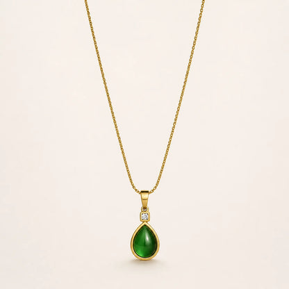 Emerald Dewdrop Pendant -18K Gold Plated