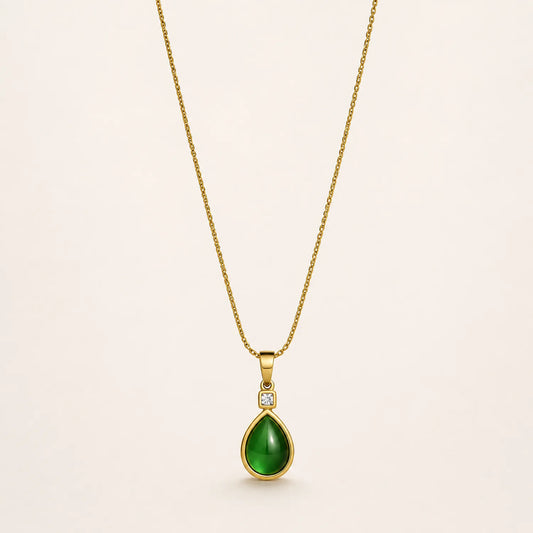 Emerald Dewdrop Pendant -18K Gold Plated