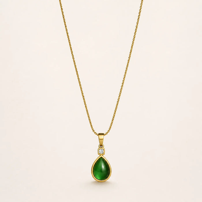Emerald Dewdrop Pendant -18K Gold Plated