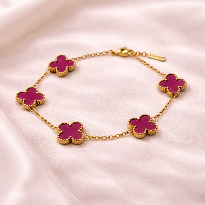 Purple clover bracelet -18K Gold Plated