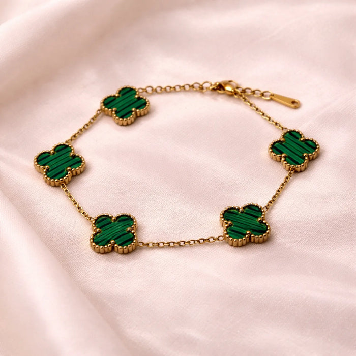 Green clover bracelet -18K Gold Plated