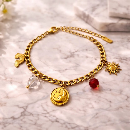 Midnight Sun Charm Bracelet -18K Gold Plated