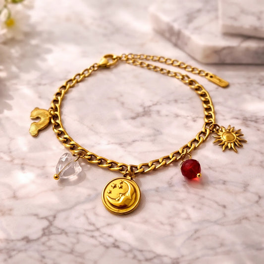 Midnight Sun Charm Bracelet -18K Gold Plated