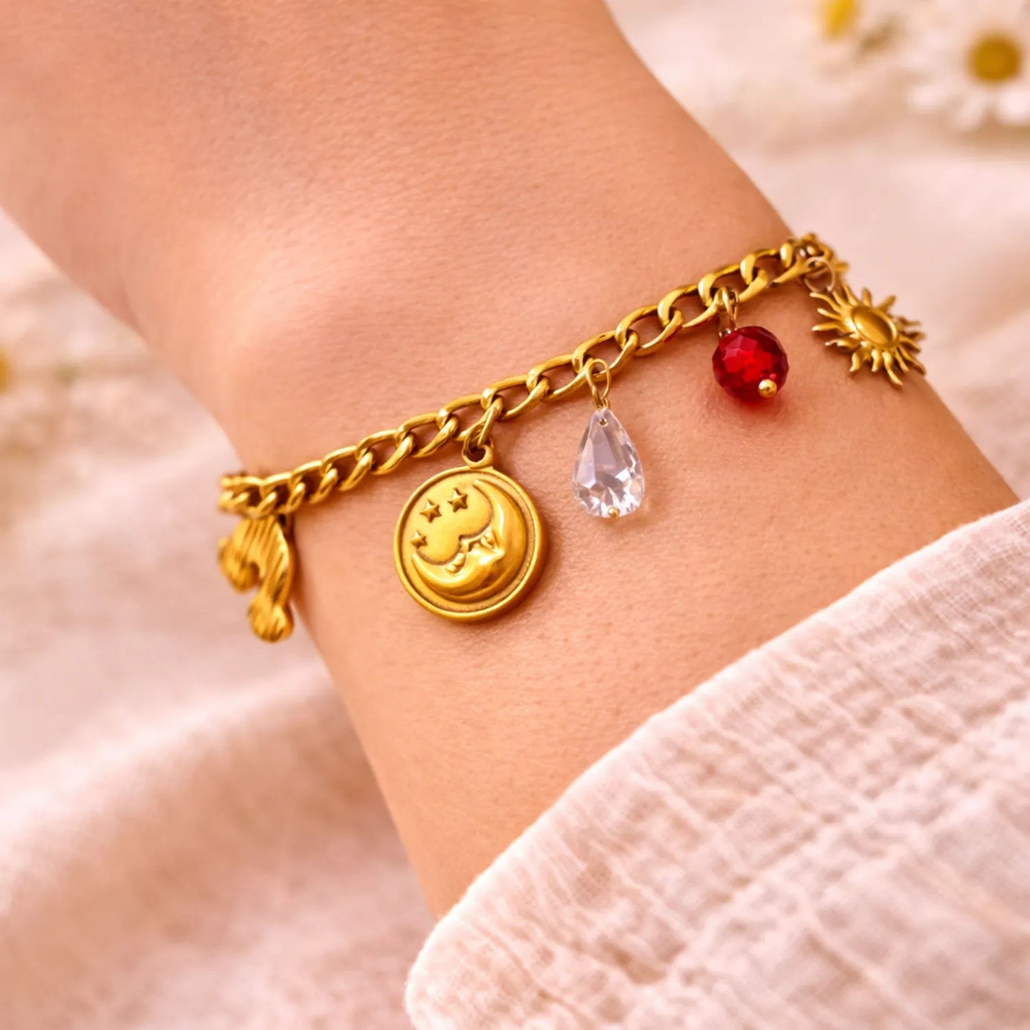 Midnight Sun Charm Bracelet -18K Gold Plated