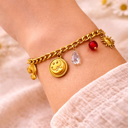 Midnight Sun Charm Bracelet -18K Gold Plated