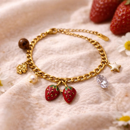 Berry Lucky Charm Bracelet -18K Gold Plated