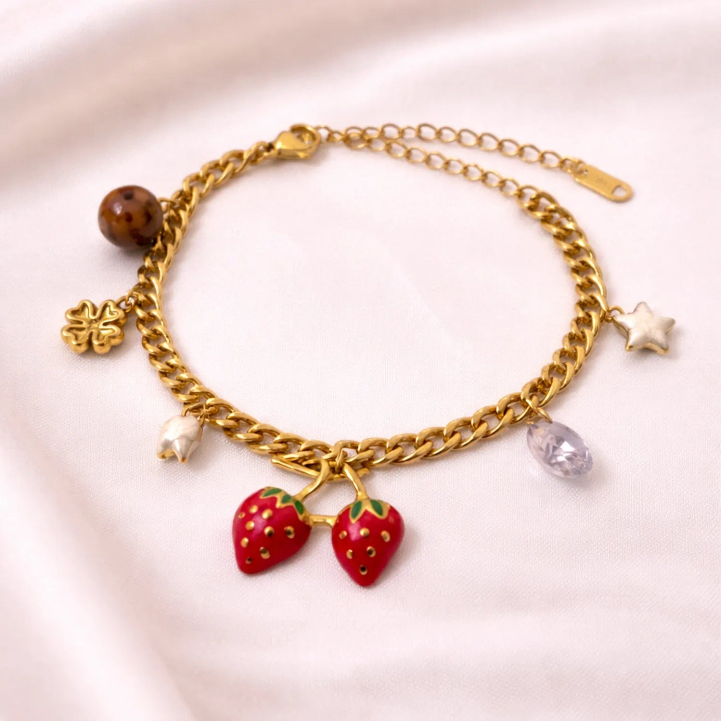 Berry Lucky Charm Bracelet -18K Gold Plated