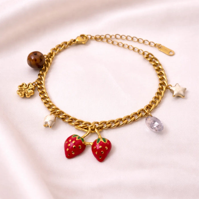 Berry Lucky Charm Bracelet -18K Gold Plated