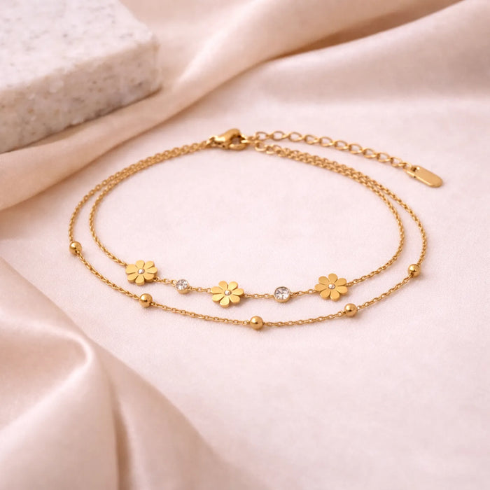 Petite Daisy Double Layer -18K Gold Plated