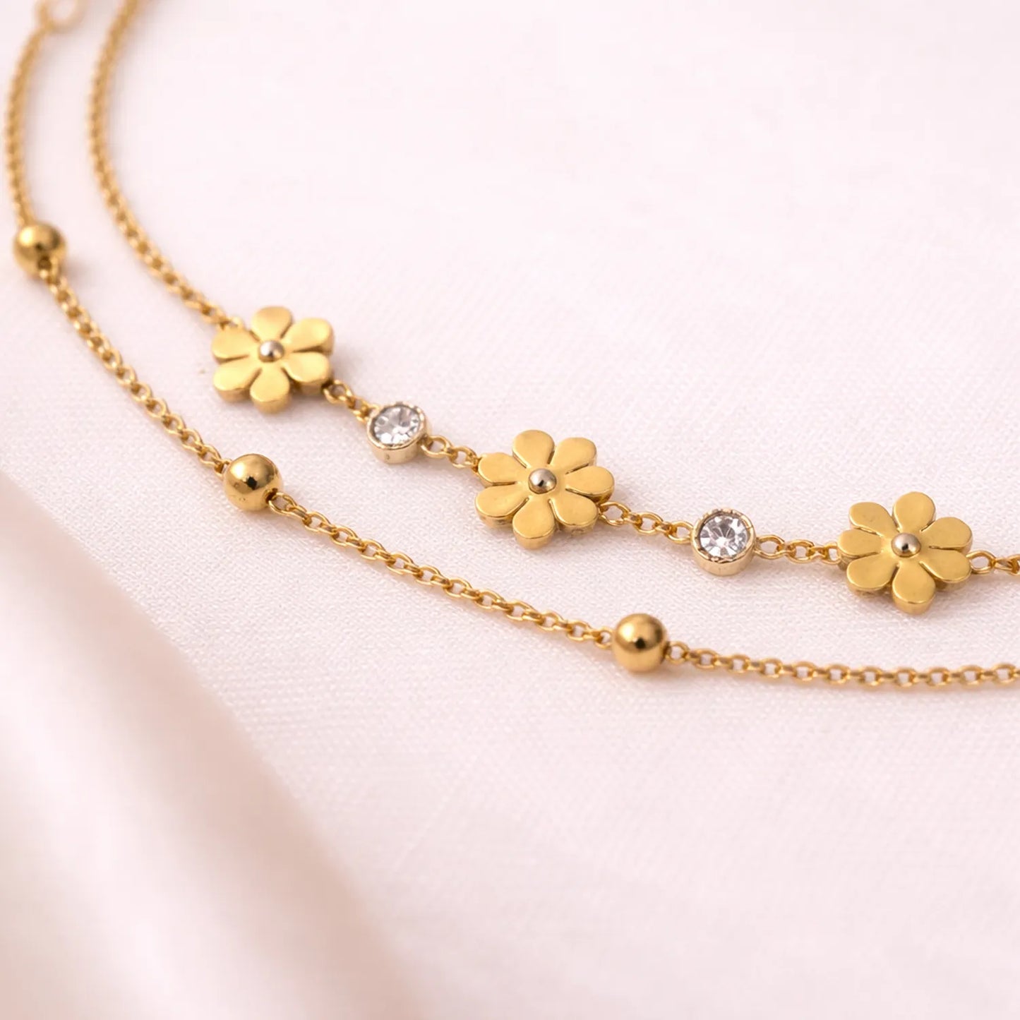 Petite Daisy Double Layer -18K Gold Plated