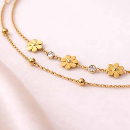 Petite Daisy Double Layer -18K Gold Plated