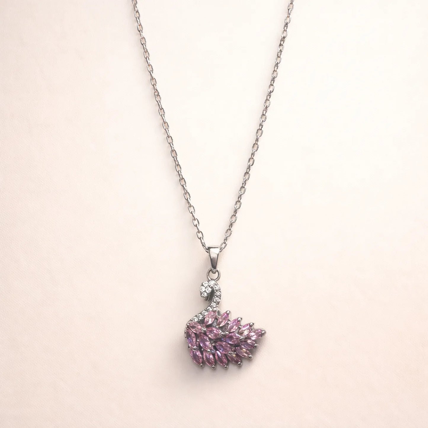 Pink Mauve Grace Swan -18K Gold Plated