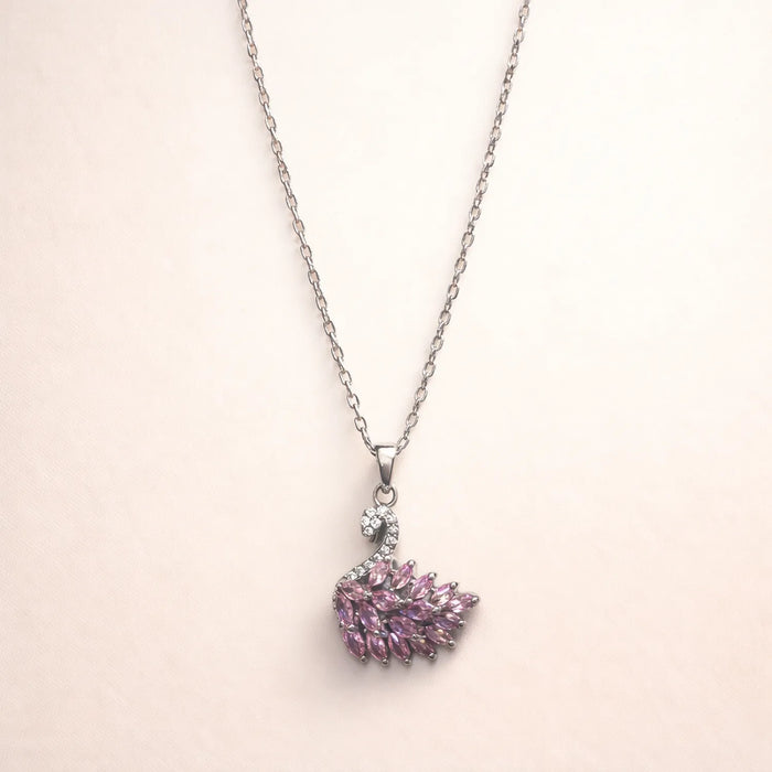 Pink Mauve Grace Swan -18K Gold Plated