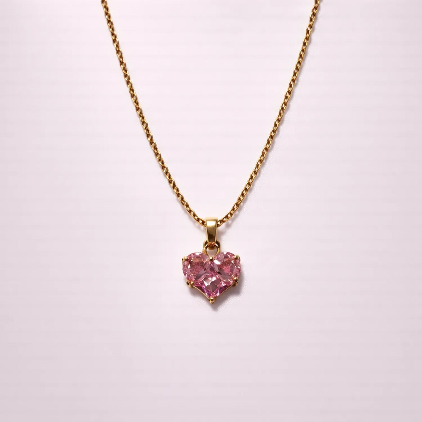 Pink Sapphire Heart -18K Gold Plated