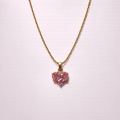 Pink Sapphire Heart -18K Gold Plated