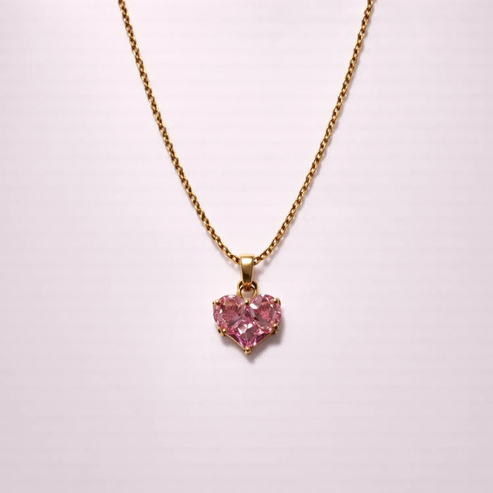 Pink Sapphire Heart -18K Gold Plated