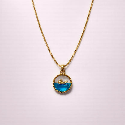 Deep Sea Dolphin Medallion -18K Gold Plated
