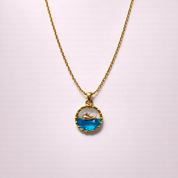 Deep Sea Dolphin Medallion -18K Gold Plated