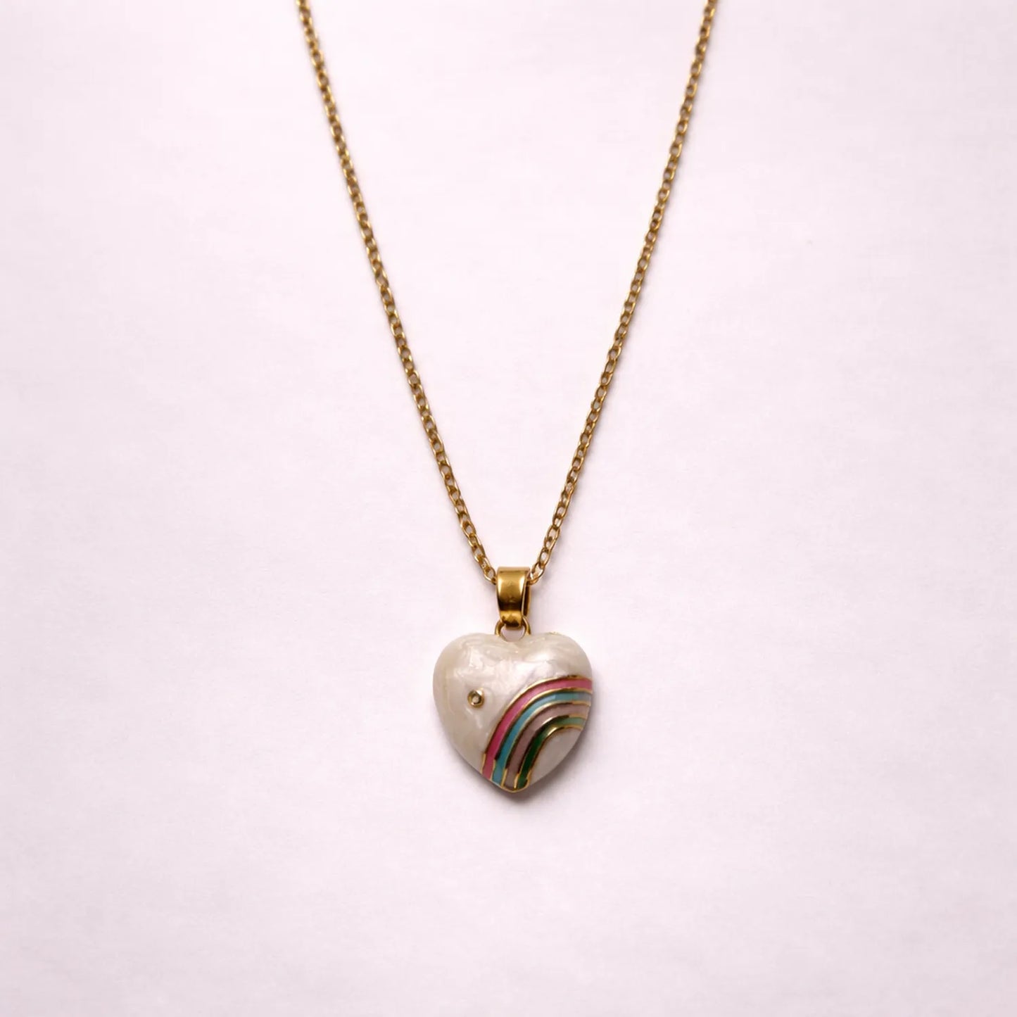 Rainbow Heart Keepsake -18K Gold Plated