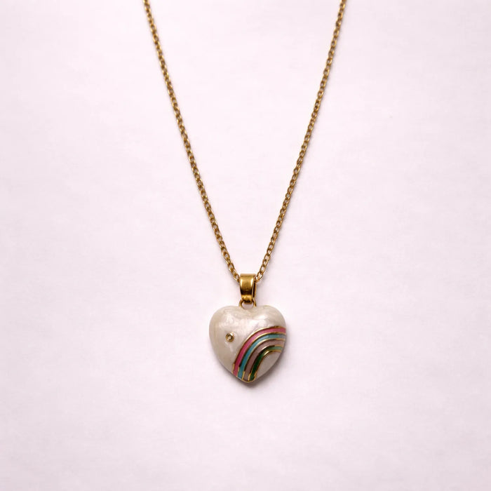 Rainbow Heart Keepsake -18K Gold Plated