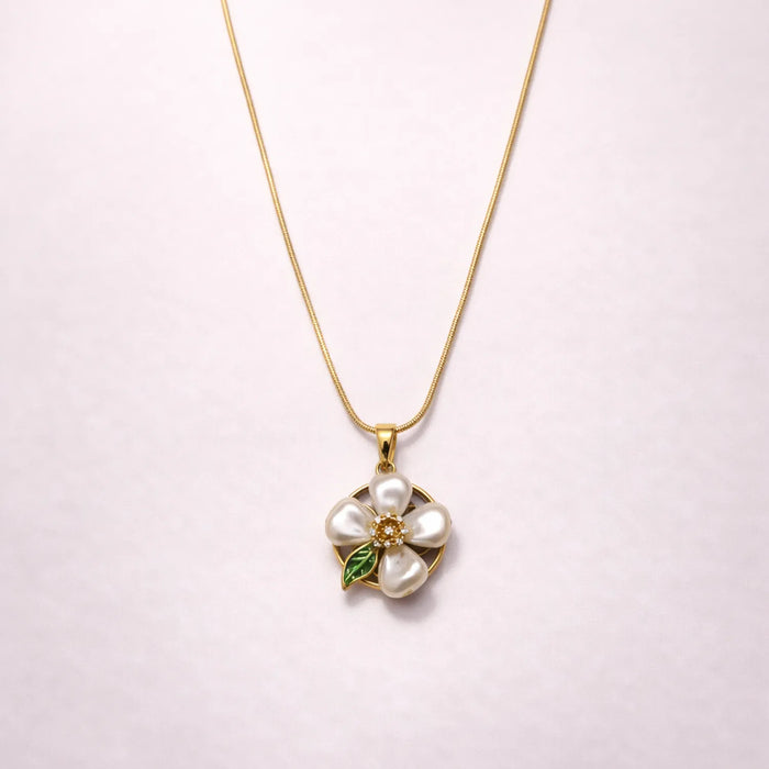 Pearl Petal Blossom Necklace -18K Gold Plated