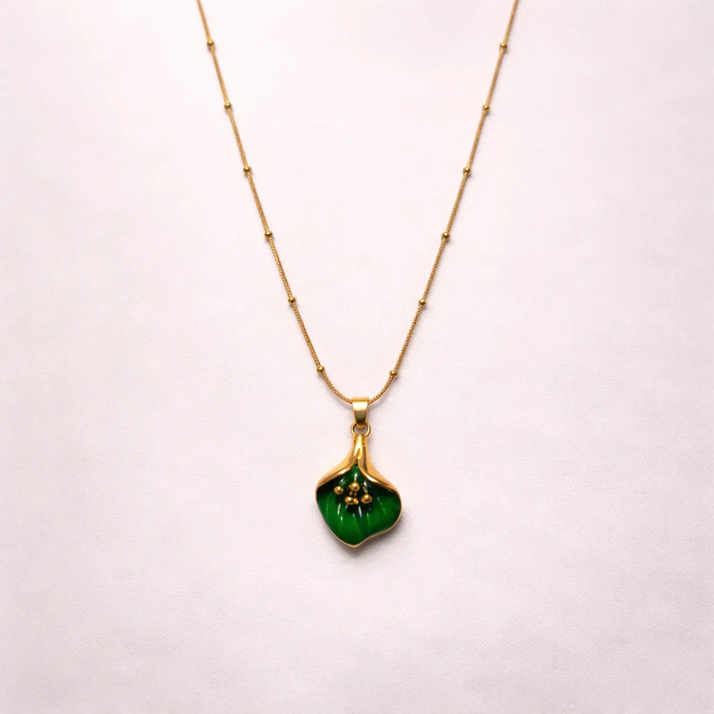 Emerald Lily Drop -18K Gold Plated