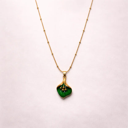 Emerald Lily Drop -18K Gold Plated