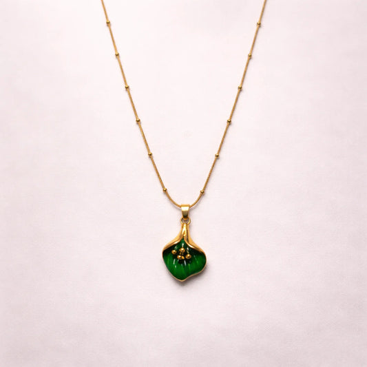 Emerald Lily Drop -18K Gold Plated