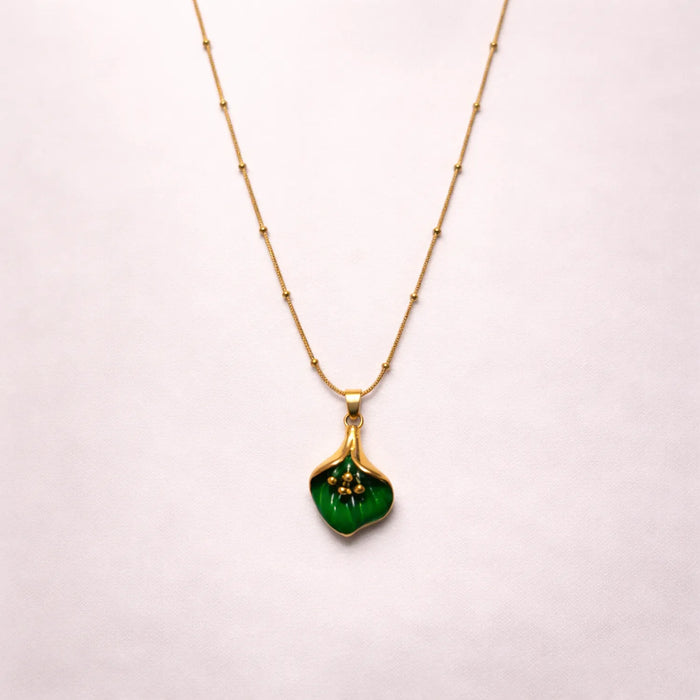Emerald Lily Drop -18K Gold Plated