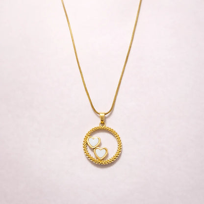 Twin Hearts Halo Pendant -18K Gold Plated