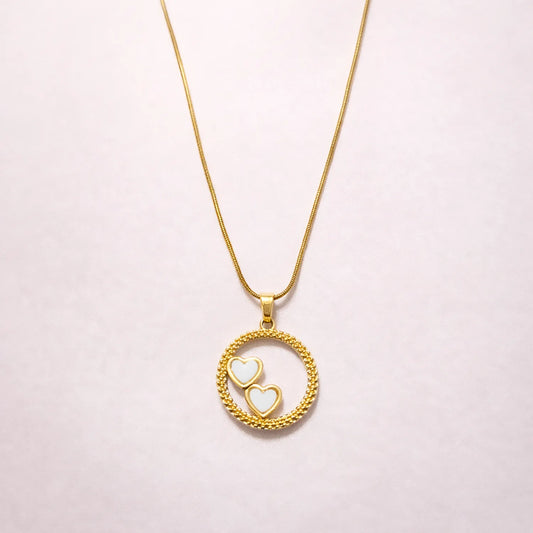 Twin Hearts Halo Pendant -18K Gold Plated