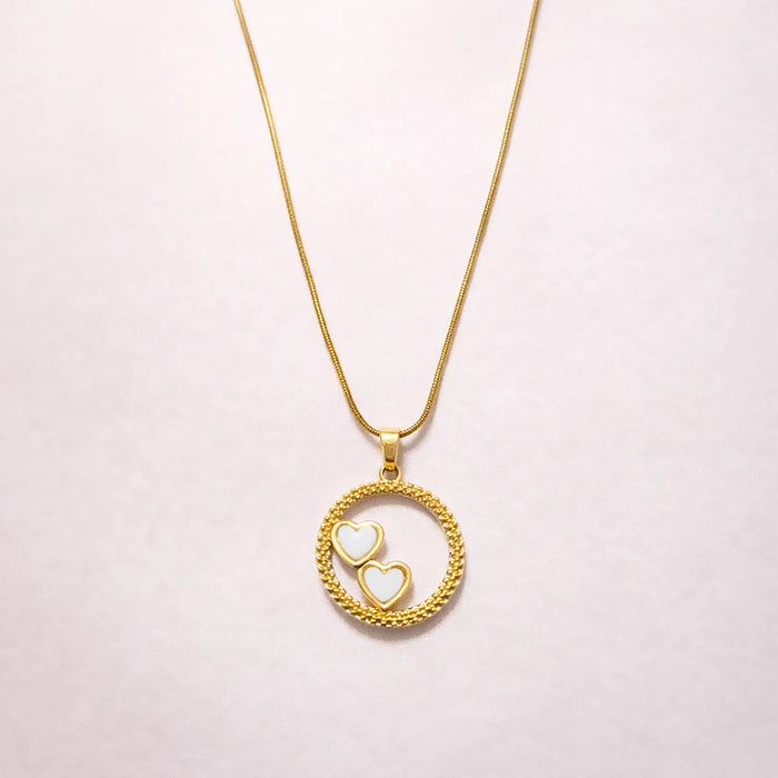 Twin Hearts Halo Pendant -18K Gold Plated
