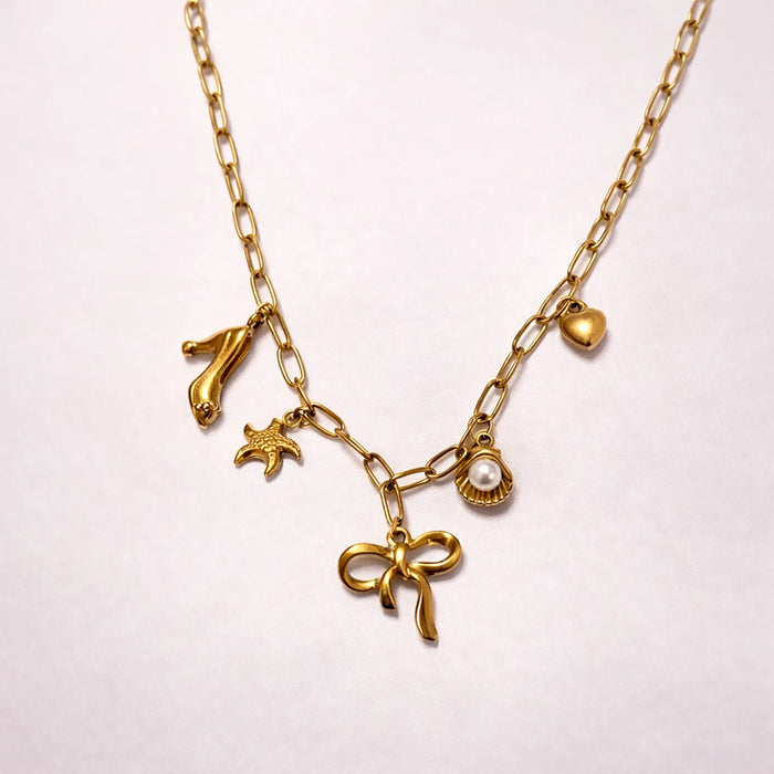 Seaside Escape Charm Necklace -18K Gold Plated