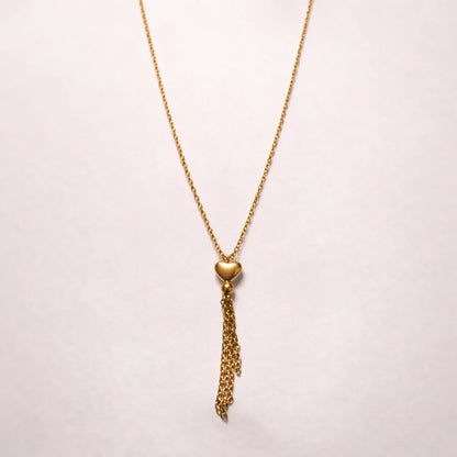 Eternal Heart Tassel Necklace -18K Gold Plated