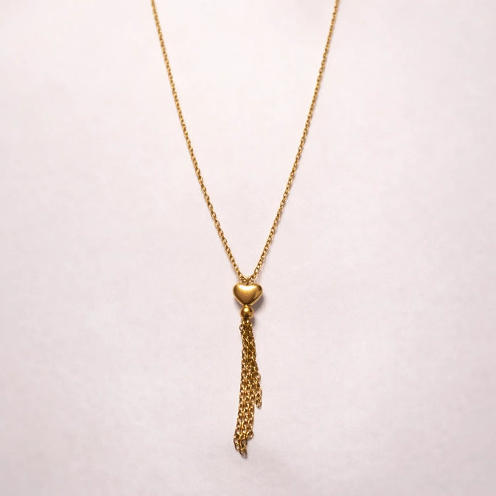 Eternal Heart Tassel Necklace -18K Gold Plated