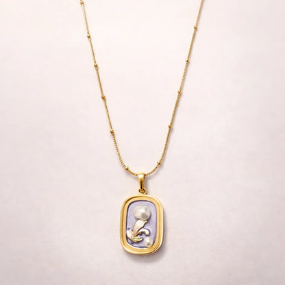 Lavender Bloom Portrait Necklace -18K Gold Plated