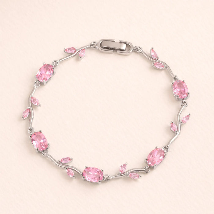 Pink Silver Tulip Bracelet -18K Gold Plated