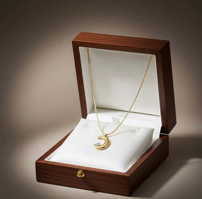 Moonlit Diamond Necklace -18K Gold Plated