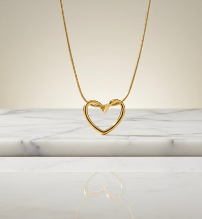 Tied Heart Pendant Necklace -18K Gold Plated