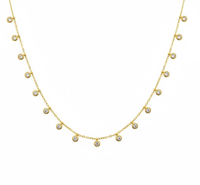White Stone Dainty Necklace -18K Gold Plated