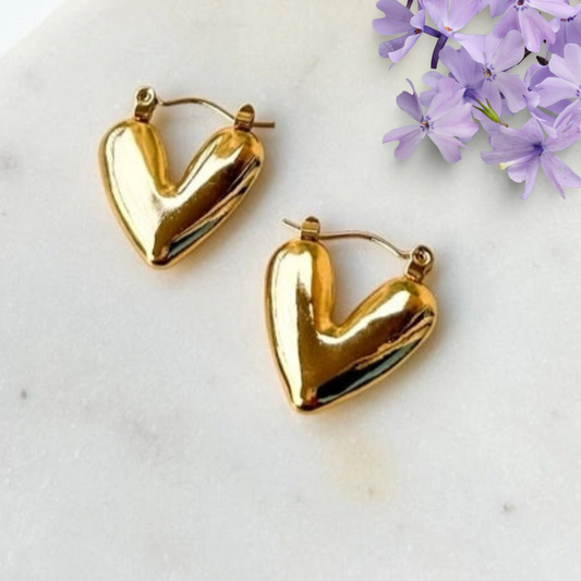 Classic heart anti tarnish hoops