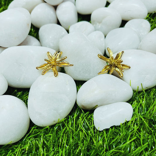 Gold Floral Statement Earrings