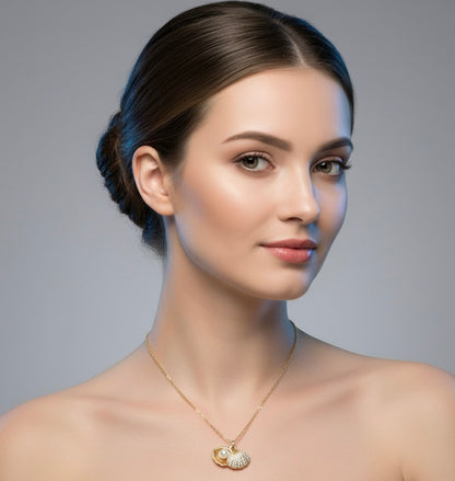 Secret Pearl Shell Pendant Necklace -18K Gold Plated