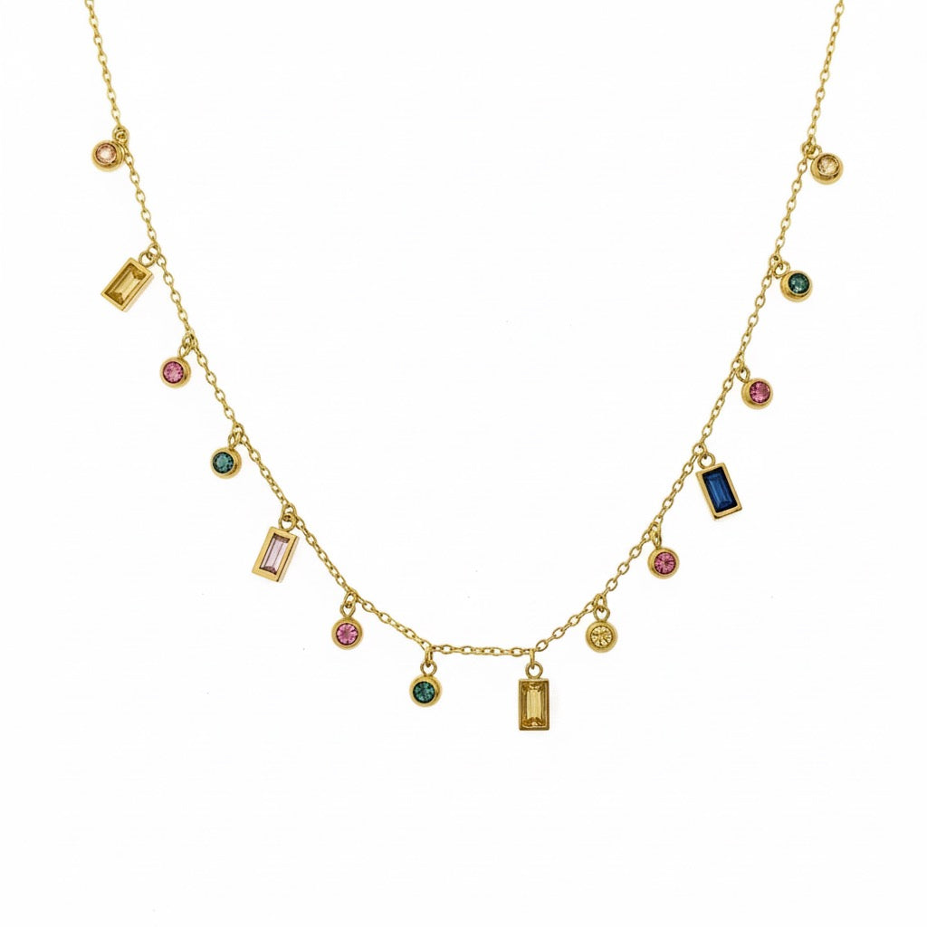 Celestial Multi-Stone Necklace -18K Gold Plated